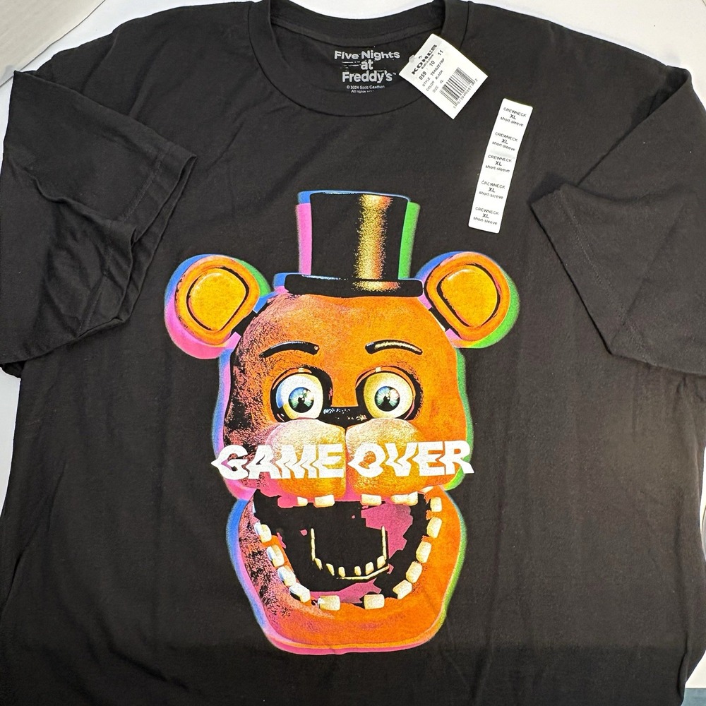 Five Nights at Freddy's Freddy Fazbear Game Over T Shirt Black Men’s XL NWT